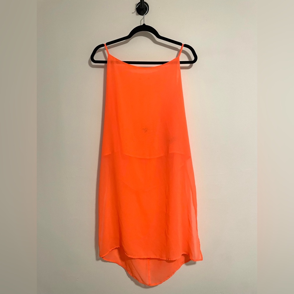 Charlotte Russe Neon Orange Sheer Cami Top- Size S